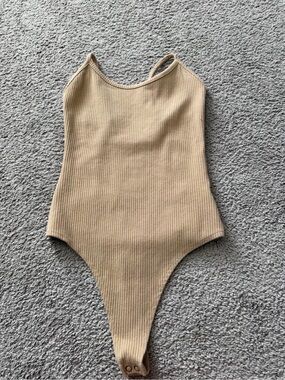 American Eagle Outfitters Ribbed One-Piece Bodysuit in Brown